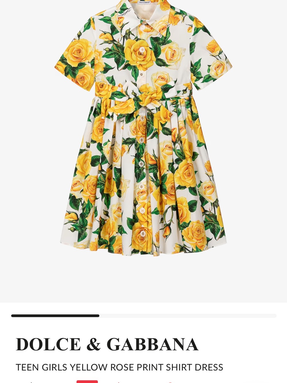 Dolce & Gabbana White Dress with Yellow Rose Print